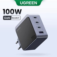 Incarcator rapid retea UGREEN Nexode S 100W 4-Port GaN Fast Charger EU, 3x USB-C, 1x USB-A, Negru/Gri - 5