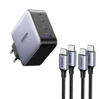 Incarcator rapid retea UGREEN Nexode S 100W 4-Port GaN Fast Charger EU, 3x USB-C, 1x USB-A, Negru/Gri - 1