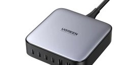 Incarcator rapid UGREEN GaN 200W Desktop Charger + cablu USB-C, 4x USB-C, 2x USB-A, Gri