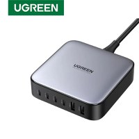 Incarcator rapid UGREEN GaN 200W Desktop Charger + cablu USB-C, 4x USB-C, 2x USB-A, Gri - 3