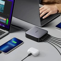 Incarcator rapid UGREEN GaN 200W Desktop Charger + cablu USB-C, 4x USB-C, 2x USB-A, Gri - 4