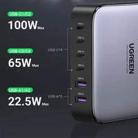 Incarcator rapid UGREEN GaN 200W Desktop Charger + cablu USB-C, 4x USB-C, 2x USB-A, Gri - 5