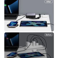 Incarcator rapid UGREEN GaN 200W Desktop Charger + cablu USB-C, 4x USB-C, 2x USB-A, Gri - 6