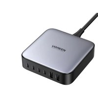 Incarcator rapid UGREEN GaN 200W Desktop Charger + cablu USB-C, 4x USB-C, 2x USB-A, Gri - 1