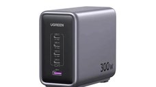 Incarcator rapid UGREEN Nexode 300W 5-Port PD GaN Fast Charger EU + cablu USB-C, 4x USB-C + 1x USB-A, Gri