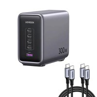 Incarcator rapid UGREEN Nexode 300W 5-Port PD GaN Fast Charger EU + cablu USB-C, 4x USB-C + 1x USB-A, Gri - 2