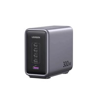 Incarcator rapid UGREEN Nexode 300W 5-Port PD GaN Fast Charger EU + cablu USB-C, 4x USB-C + 1x USB-A, Gri - 1
