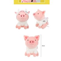 Jucarie de plus MINISO Piglet Plush Toy (Cow Hoodie) cu Hanorac de Vacuta - 3