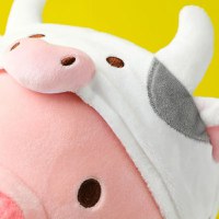 Jucarie de plus MINISO Piglet Plush Toy (Cow Hoodie) cu Hanorac de Vacuta - 6