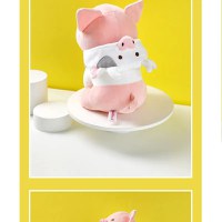 Jucarie de plus MINISO Piglet Plush Toy (Cow Hoodie) cu Hanorac de Vacuta - 9