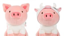 Jucarie de plus MINISO Piglet Plush Toy (Cow Hoodie) cu Hanorac de Vacuta