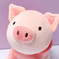 Jucarie de plus MINISO Sitting Piglet Plush Toy with Rabbit Hoodie - 8