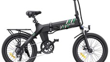 Resigilat - Bicicleta electrica pliabila Ulzomo Ridge 20 E-bike, 250W, 36V 15.6Ah, autonomie 60km, viteza 25km/h, Black, 20''
