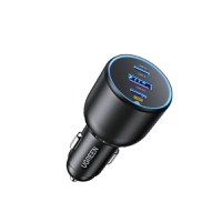 Resigilat - Incarcator auto UGREEN 130W 3-Port Fast Car charger EC705, 1 x USB A, 2 x USB C, Gri - 1