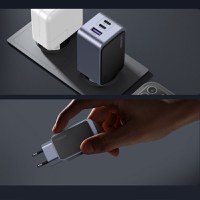 RESIGILAT-Incarcator rapid retea UGREEN Nexode S 65W 3-Port GaN Fast Charger EU, 2x USB-C + 1x USB-A, Gri - 8