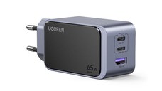 RESIGILAT-Incarcator rapid retea UGREEN Nexode S 65W 3-Port GaN Fast Charger EU, 2x USB-C + 1x USB-A, Gri