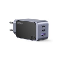 RESIGILAT-Incarcator rapid retea UGREEN Nexode S 65W 3-Port GaN Fast Charger EU, 2x USB-C + 1x USB-A, Gri - 1