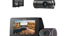 RESIGILAT-Set 2 camere 70mai Dash Cam 4K T800 cu 3 obiective (fata 4K, interior 1080P) + spate RC24 Full HD, GPS, 128GB