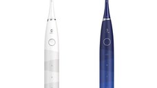 Set 2 Periute de dinti electrice Oclean Flow Sonic Electric Toothbrush, Dual Set, White/Blue, 180 zile autonomie, 38000 rpm