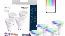 Set 4 Becuri Yeelight LED GU10 Smart Bulb W1, Multicolor, 4.5W, 350 lm