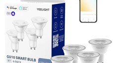 Set 4 becuri Yeelight LED GU10 Smart Bulb W1, White, 4.8W, 350 lm