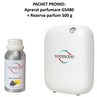 PACHET: Aparat Profesional Parfumare spatii Good Scent GS480, culoare alba cu 500 g esenta inclusa - 1