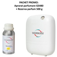 PACHET: Aparat Profesional Parfumare spatii Good Scent GS480, culoare alba cu 500 g esenta inclusa - 1