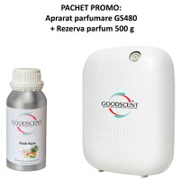 PACHET: Aparat Profesional Parfumare spatii Good Scent GS480, culoare alba cu 500 g esenta inclusa - 1