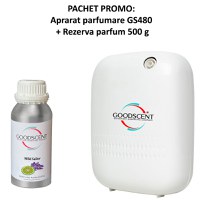 PACHET: Aparat Profesional Parfumare spatii Good Scent GS480, culoare alba cu 500 g esenta inclusa - 1