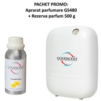 PACHET: Aparat Profesional Parfumare spatii Good Scent GS480, culoare alba cu 500 g esenta inclusa - 1