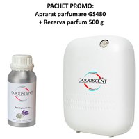 PACHET: Aparat Profesional Parfumare spatii Good Scent GS480, culoare alba cu 500 g esenta inclusa - 1
