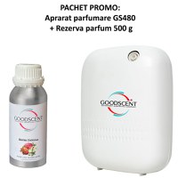PACHET: Aparat Profesional Parfumare spatii Good Scent GS480, culoare alba cu 500 g esenta inclusa - 1
