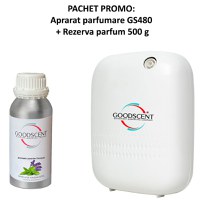 PACHET: Aparat Profesional Parfumare spatii Good Scent GS480, culoare alba cu 500 g esenta inclusa - 1