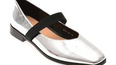 Balerini GRYXX argintii, 201515, din piele naturala