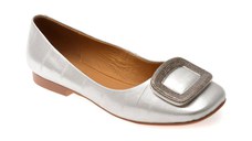 Balerini GRYXX argintii, G266, din piele naturala