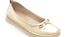 Balerini GRYXX aurii, EV2815, din piele naturala