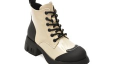 Ghete GRYXX alb-negru, B98, din piele naturala lacuita