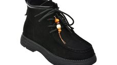 Ghete negre GRYXX 90100 din piele intoarsa pentru femei