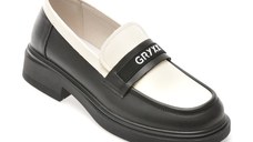 Mocasini GRYXX alb-negru, 23012, din piele naturala