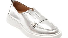 Mocasini GRYXX argintii, 195S03, din piele naturala