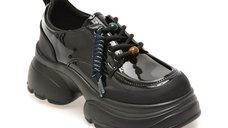 Pantofi GRYXX 77813 negri din piele naturala lacuita, cu siret
