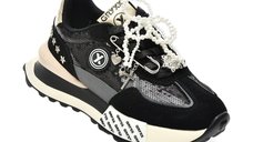 Pantofi sport GRYXX 347 negri pentru femei, din material textil si piele naturala