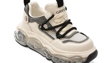 Pantofi sport GRYXX alb-negru, 5372, din material textil si piele naturala
