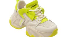Pantofi sport GRYXX albi, 5931, din material textil si piele naturala