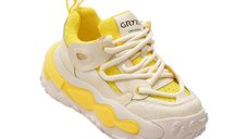 Pantofi sport GRYXX galbeni, 5373, din material textil si piele naturala