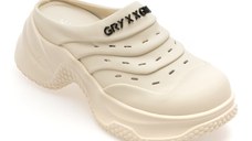 Papuci GRYXX albi, 6119, din piele naturala