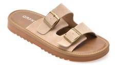 Papuci GRYXX bej, 12504, din piele intoarsa