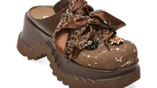 Papuci GRYXX maro, 6635, din material textil si piele naturala