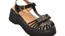 Sandale GRYXX 2583 negre din piele ecologica lacuita pentru confort si stil
