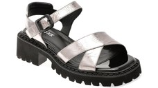 Sandale GRYXX argintii, H55, din piele naturala